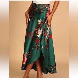 Lulu’s Floral Green Maxi Skirt